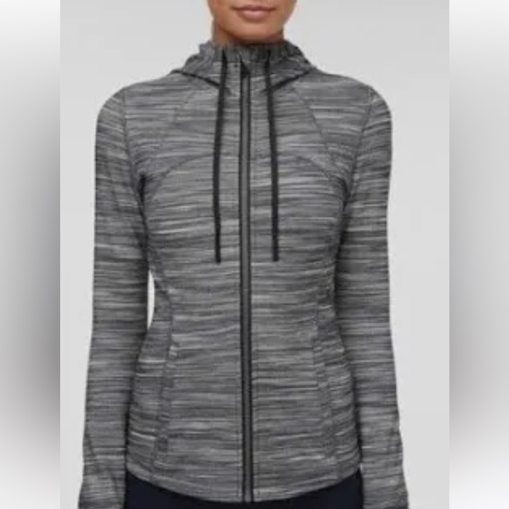 Women's striped Gray/ black lululemon Hulu  Zip-Up Hoodie jacket like new